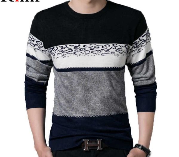 

riinr fashion sweater men autumn winter new casual patchwork o-neck pull homme mens knitted sweaters thin pullover shirt men, White;black