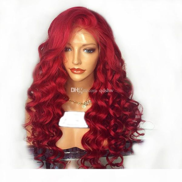 

red lace front human hair wigs for black women loose deep wave brazilian virgin hair pre plucked full lace wig with baby hair, Black;brown