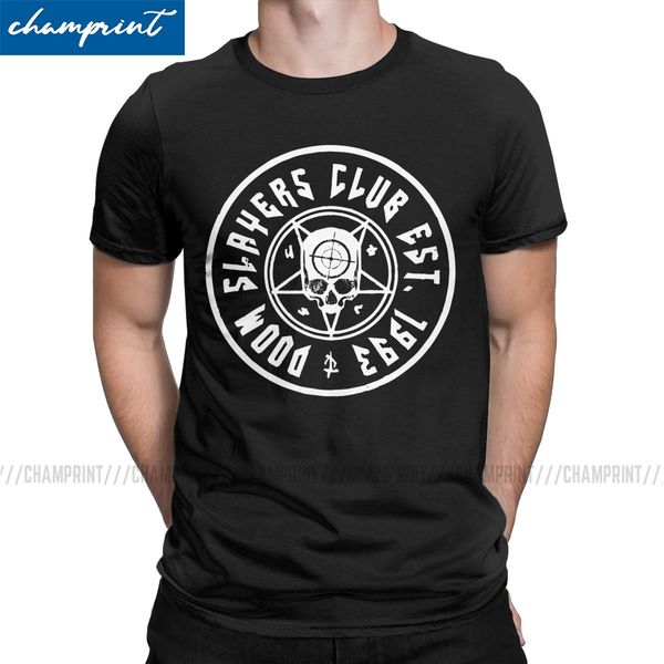 

funny doom slayer club doom eternal emblem t-shirts for men pure cotton t shirts doomguy cacodemon tees birthday present clothes