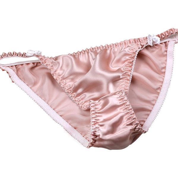 

women pure silk underwear panties satin briefs 100% silk underpanties briefs for female, Black;pink