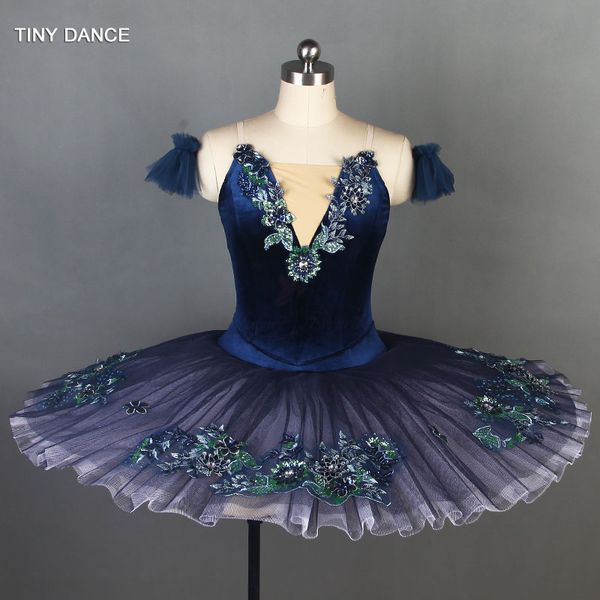 

dark blue professional ballet dance tutu vevet bodice with nude v neck pancake tutu ballerina dress performce costumes bll085, Black;red