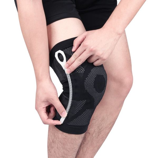 

1pc knee pad sleeve thermal knit compression leg protector for runnaing jogging hiking football soccer, Black;gray