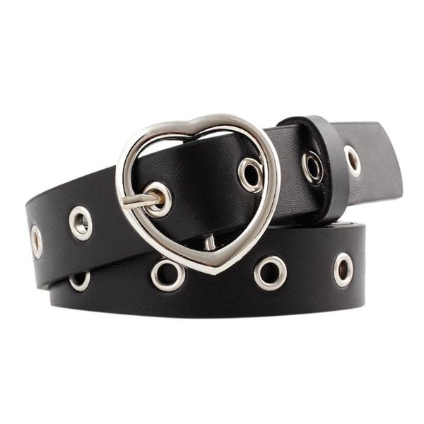 

belts leather belt for women adjustable cute heart shape thin punk pasek damski cinturon mujer drop, Black;brown