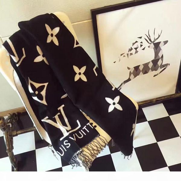 

wool long scarf shawl for women and men classic brand warm scarves scarves wool scarf175cm(175cm, Blue;gray