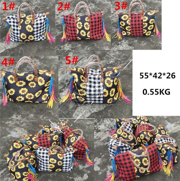 

women sunflower handbags large tote patchwork checkered designer handbag ins handle vintage shoulder bag travel duffle weekender bag d81904, Black