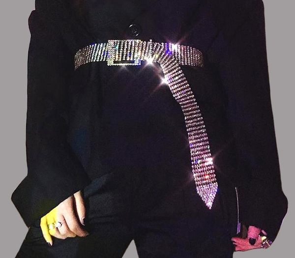 

10 rows full rhinestone width 3.5 cm waist belts women crystal chain bride wide shiny gold silver waist, Black;brown
