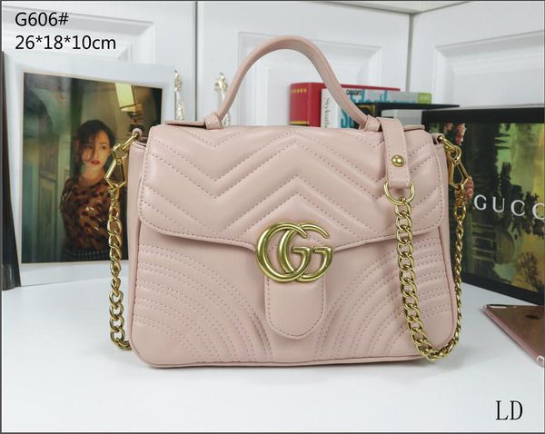 

New Arrival Top Quality Women Shoulder Bags PU Leather Fashion Gold Chain Bag Heart Style Handbags Cross body Pure Color Bag