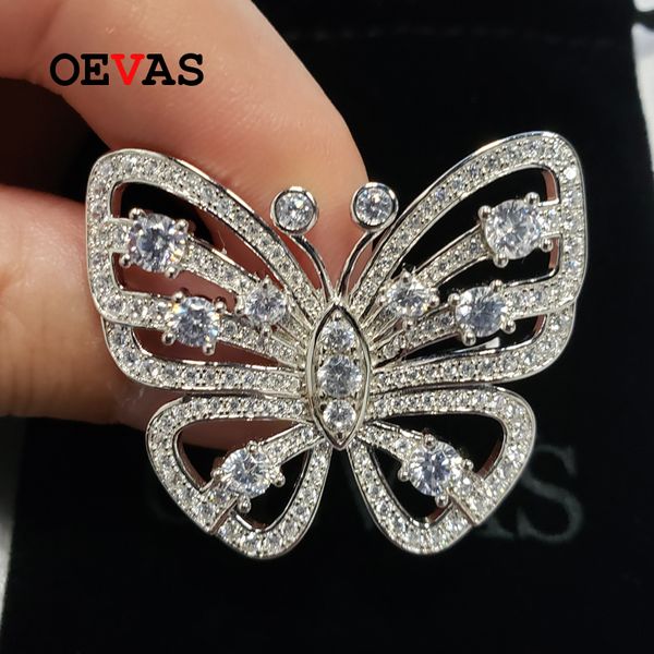 

oevas solid 925 sterling silver hyperbole butterfly design created moissanite diamond rings wholesale wedding enagement ring, Golden;silver