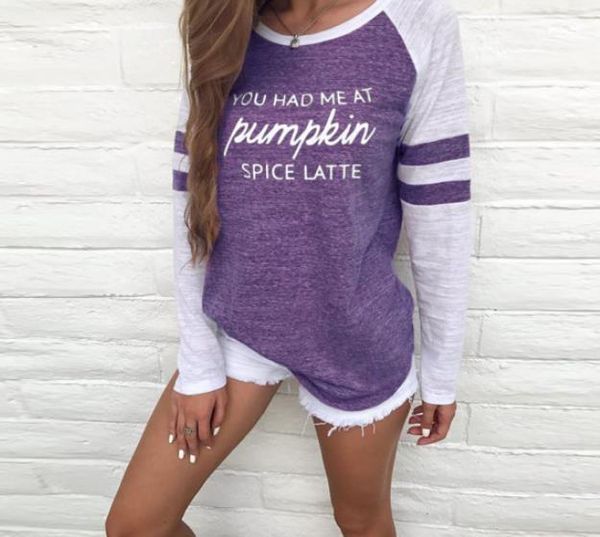 

designer pumpkin long sleeved tees thanksgiving women tshirts spring autumn fall, White
