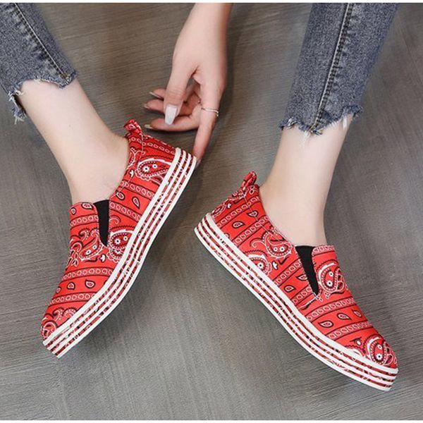 

новый холст loafer дама платформа женщина скольжение на плоской подошву женского граффити повседневной моды обуви женщина шитье нескользящей, Black