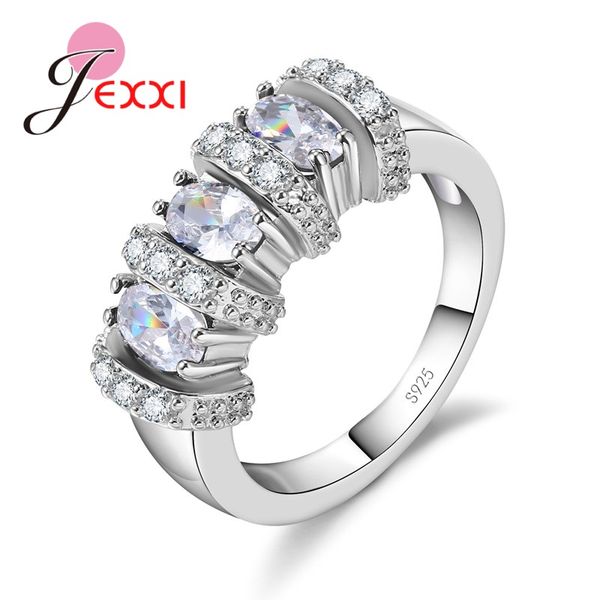 

fashion rings 925 sterling silver zircon inlayed crystal ring elegant wedding engagement rings for women luxury bijoux, Golden;silver