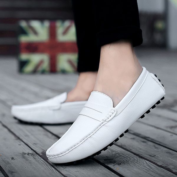 

plus size 38-50 fashion men casual shoes loafers designer slip on shoes men moccasins male italian driving, Black