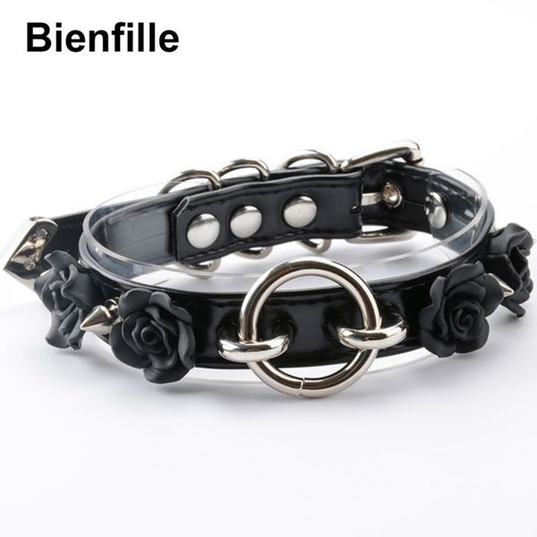 

choker ожерелье женщин punk gothic цветка 100% handmade 2 слоя clear pvc pu кожаный воротник ожерелье 6 цветов y200730, Silver