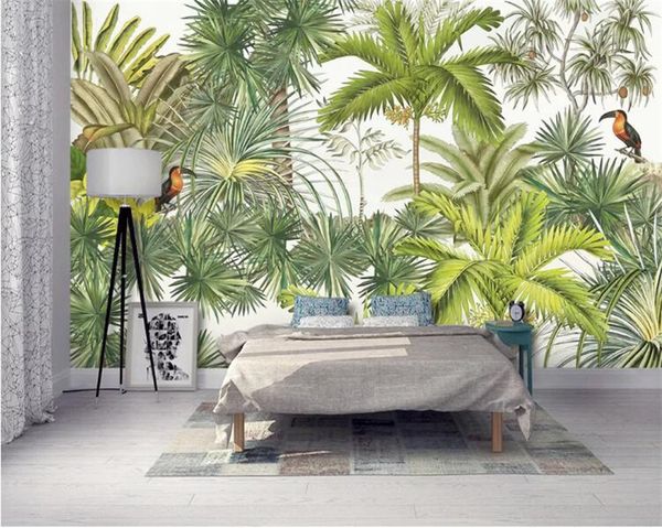 

toucan tropical palm wallpaper mural wall decor hand painted nature rain forest banana leaves contact paper mural wall paper 3d