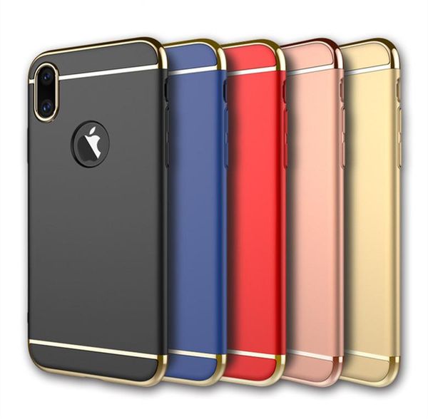 

cgjxs3in1 plating pc hard shockproof phone case for iphone 6 6splus 7 8plus x xr xsmax samsung s8 s9 note 9