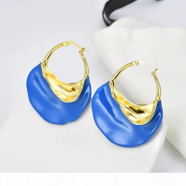 

3 colors for options europe and america fashion women jewelry yellow gold plated irregular hoops earrings for girls women, Golden;silver