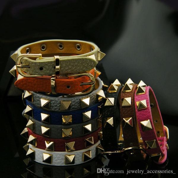 

designer jewelry luxury women rivet leather bracelet punk knot colorful bracelets wedding engagement jewelry, Black