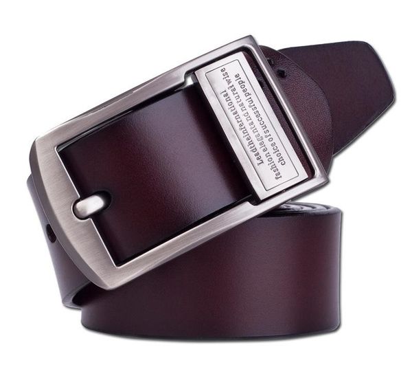 

genuine leather belt men two-layer cowskin belt with automatic buckle 105cm-145cm black genuine04, Black;brown