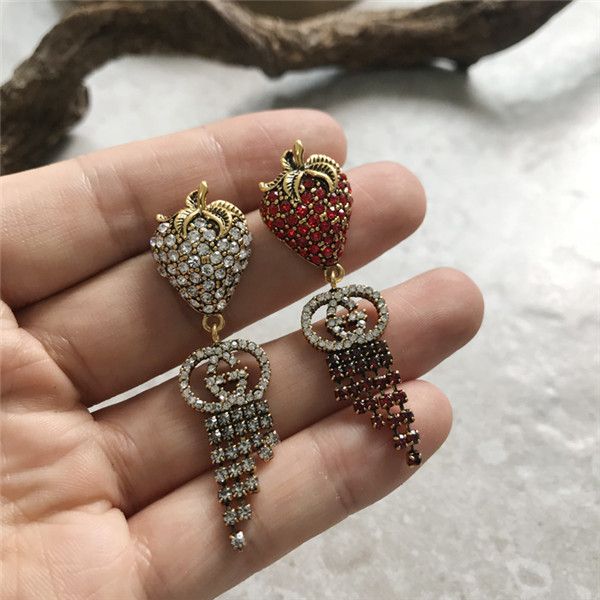 

europe and america 2019 fashion earrings female new strawberry earrings pendant fashion high-end earrings1, Silver