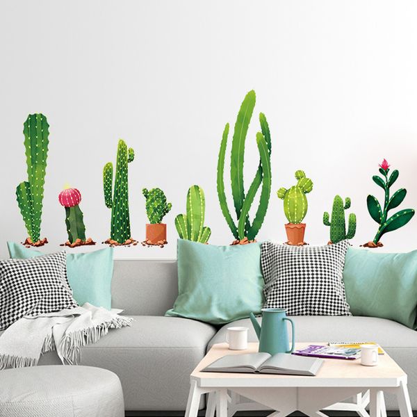 

cactus pattern potted plants eco-friendly wall sticker self adhesive removable