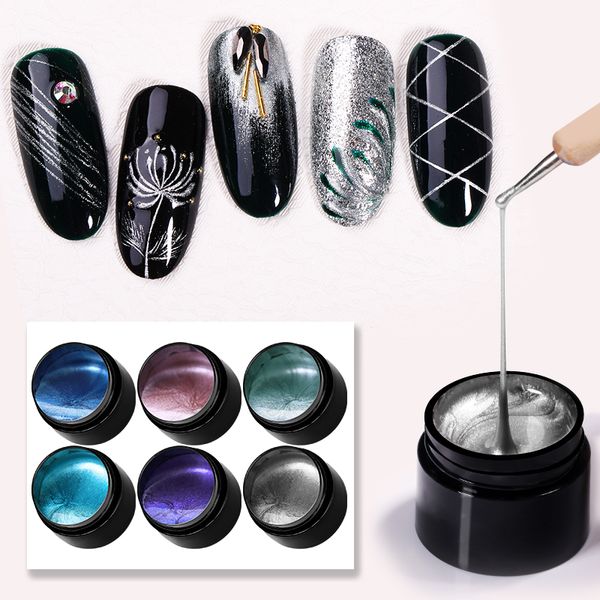 

lemooc metallic spider uv gel polish elastic drawing gel purple blue soak off nail art hybrid varnishes all for, Red;pink