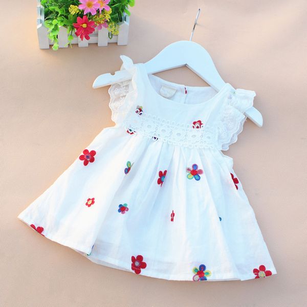 

baby dresses summer baby girls clothes flowers strawberry embroidery princess dress cute cotton kids clothing 0-3t, Red;yellow