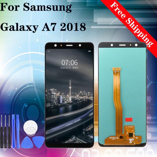 

super amoled lcd display touch screen for samsung a7 2018 sm-a750 a750f 6" dhl