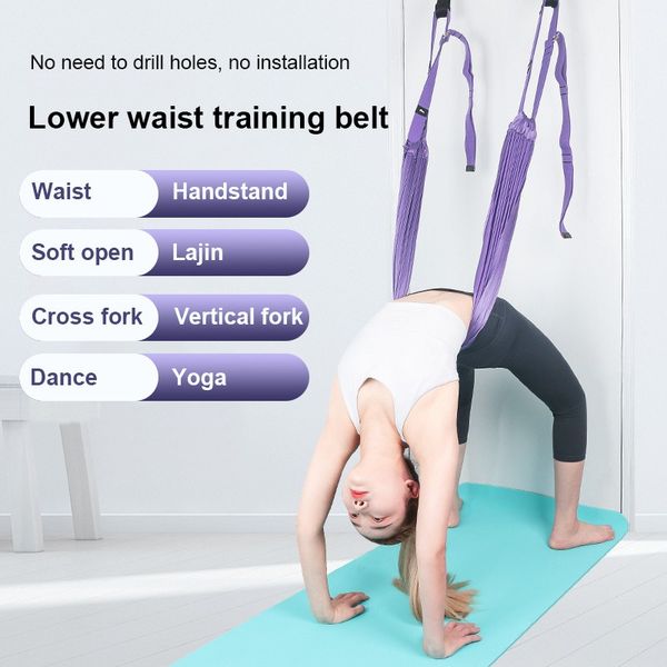 

aerial yoga rope stretch yoga open hip with inverted rope pull stretch belt trainer door gymnastics pulls waist trainer