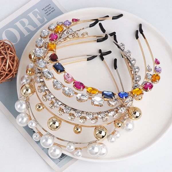 

handmade pearl crystal fashion hair bands elastic headband girl's headwear hair clasp children's accessories band headpiece