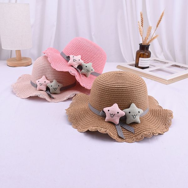 

летняя шляпа девушки дети straw hat cap пляж панамы шляпы cartoon tote сумки сумки костюм вс hat девочка горр, Yellow