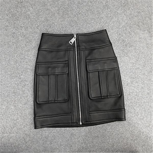 

2020 women spring genuine real sheep leather skirt e76, Black
