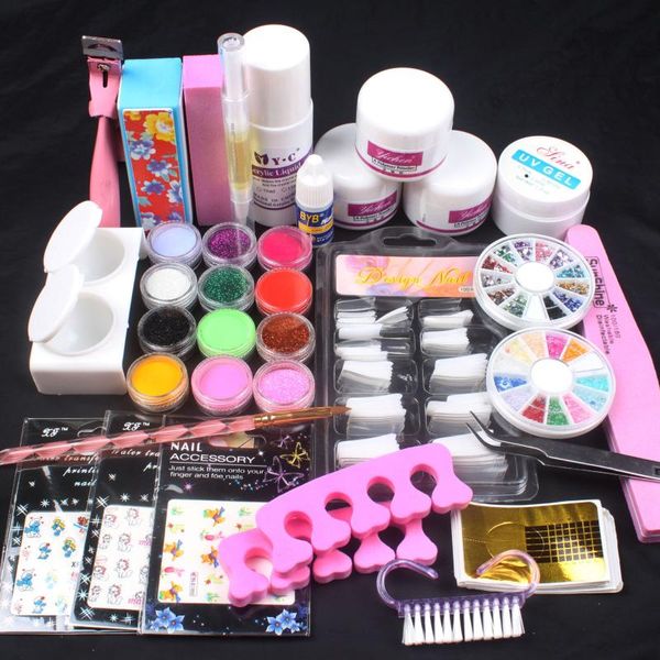 

nail art kits acrylic powder liquid french tips sticker brush glue set