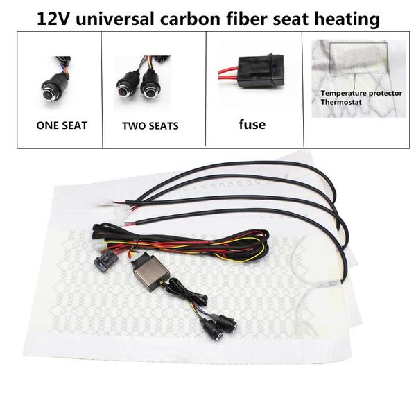 

12v 6 level switch carbon fiber universal car heated heating heater seat pads winter warmer seat covers