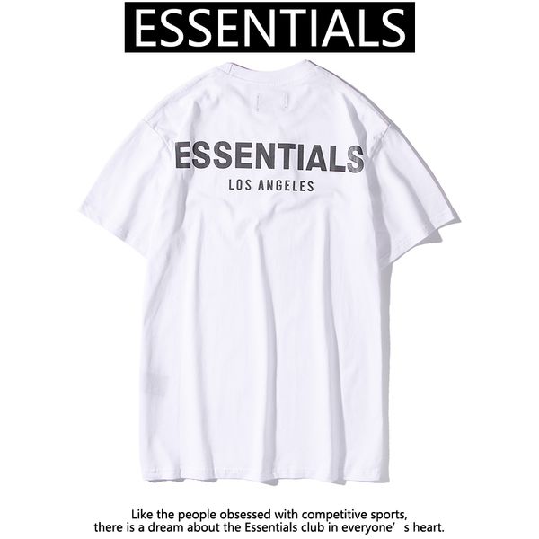 

19fw fog fear of god essentials 3m reflective tee los angeles short sleeves men women summer casual street skateboard t-shirt hfymtg12, White;black