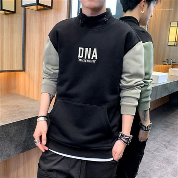 

clothing man long sleeve casual hoodies fashion korean version lapel pullovers sweatshirts designer new autumn new male hooded sweater, Black