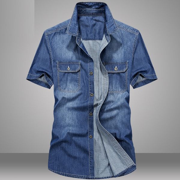 

summer 2020 mens bleached washed xxl cotton short sleeve denim shirt blouse , casual meale man slim 3xl jeans shirts blouses, White;black