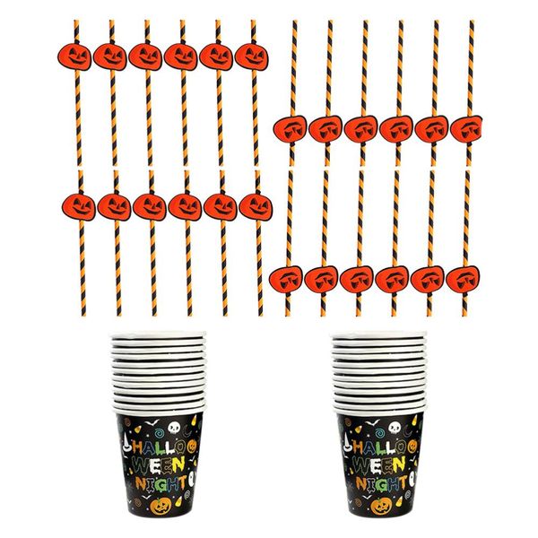 

для themed halloween set 24 кубка фестиваля практической партии стро посуды sucker одноразовой бумага zkewt yh_pack