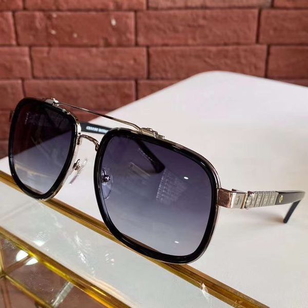 

Silver Black Square Sunglasses Grey Gradient Lens mens sun glasses Silver Metal Sunglasses Men Shades with box
