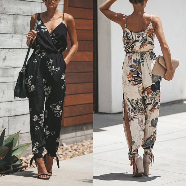 

fashion women jumpsuits v neck sleeveless sashes cotton playsuits backless tether deep v-neck strap cotton pants, Black;white