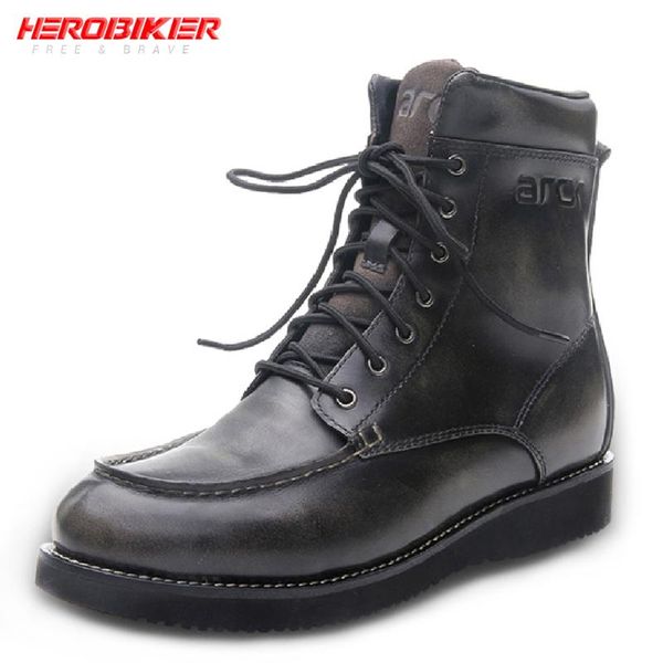 

motorcycle footwear boots leather vintage moto men waterproof motocross outdoor travel shoe for four season