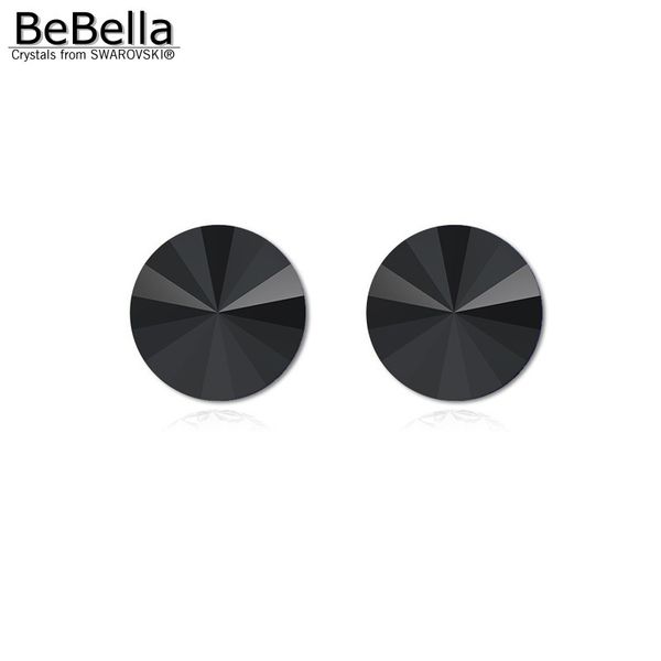 

bebella round black crystal stud earrings with crystals from for women girls christmas jewelry birthday gift 2020, Golden;silver
