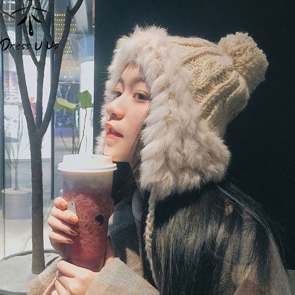 

dressuup winter bomber hat men women thick warm russian fur hat solid riding earflap trapper russian ushanka ha, Blue;gray