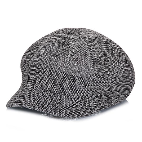 

korean hollow sun hat women straw knit hat breathable sun cap summer wild beret travel sunscreen cap octagonal leisure, Blue;gray