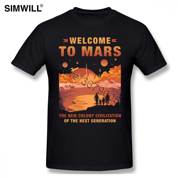 

добро пожаловать в занимайте марс tee печать плюс размер футболки мужчины короткие рукава круглым воротом space x чистый хлопок тенниски вен