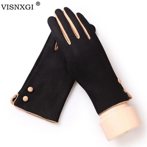

visnxgi women winter touched screen full finger gloves autumn warm wrist mittens driving ski windproof soft glove thick guantes, Blue;gray