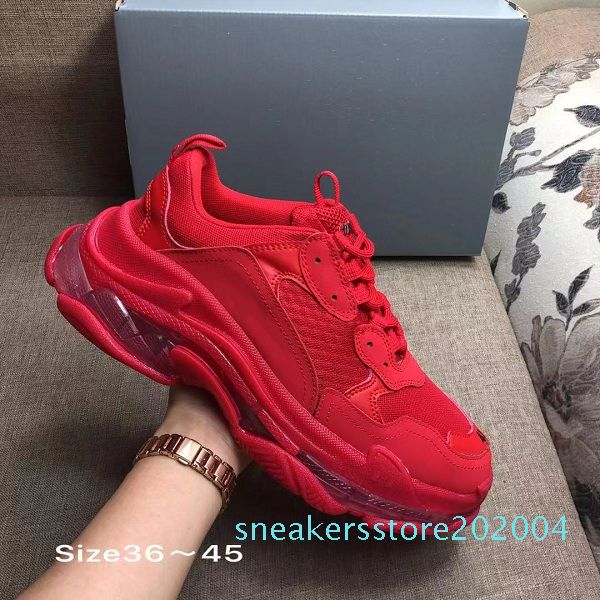 

with box designer paris triple s adds a clear midsole sneakers men women neon green luxury increasing brand casual dad shoes s04, Black