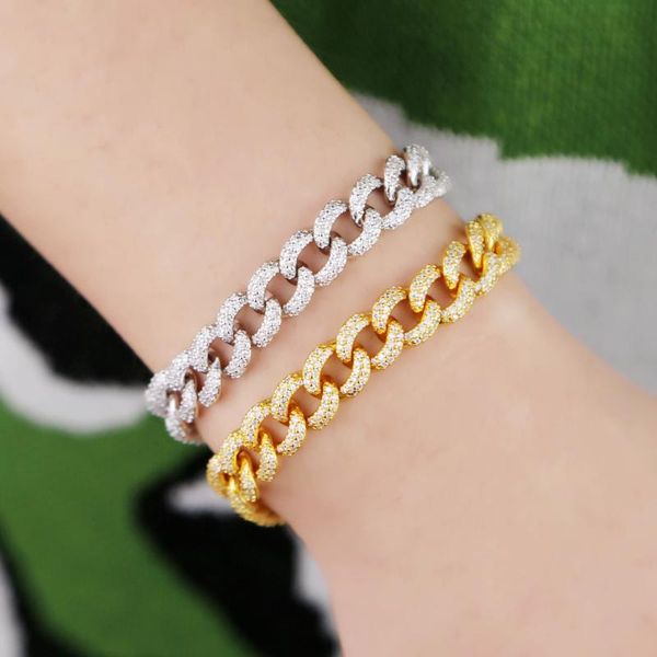 

classic 2020 gold/silver color cuban chain charm bracelet women's hip hop jewelry iced out cz bangle jewelry party gifts, Black