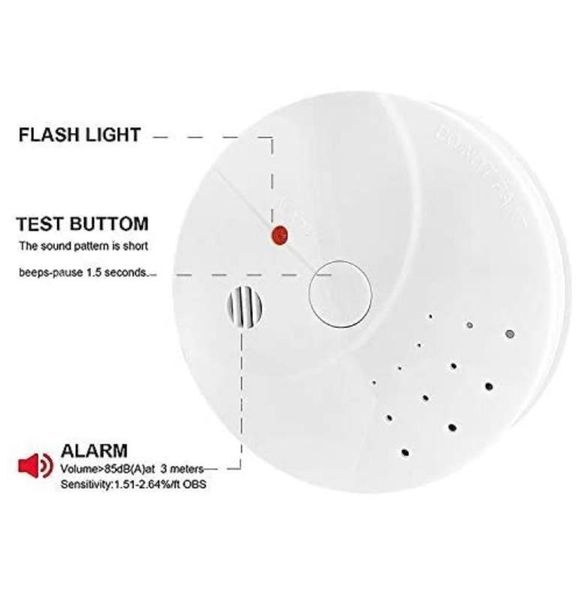 

white battery operate smoke alarm with safety light model rcs421 (1pcs, Black;white