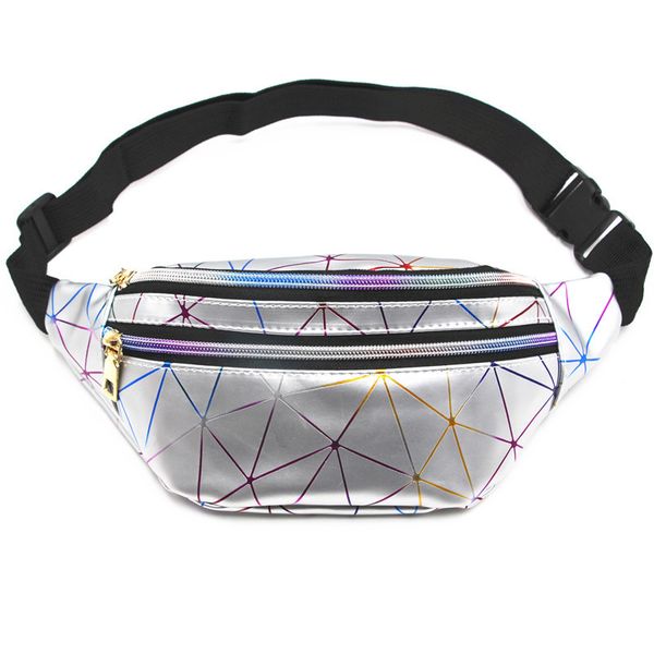 

2020 diamond color laser sports multi-layer outdoor pu waist bag bright leather waist bag for men and women chest
