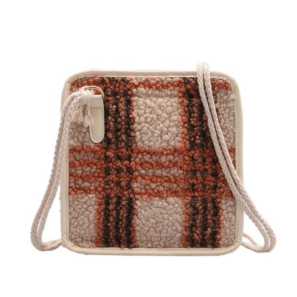 

women bag shoulder fashion messenger casual bag new simple woolen personality lattice simple wild small square